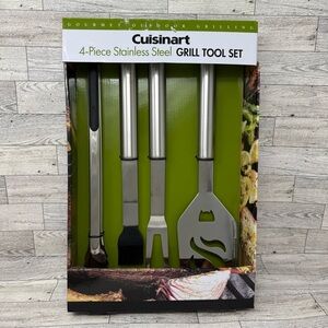 NIB-Cuisinart Stainless Steel 4 Piece Grill Tool Set - Silver